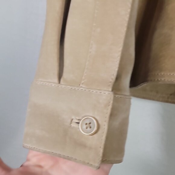 Y2K Cherokee Womens 100% Leather Jacket Size M Tan Suede Button 90s Vintage Bike - Picture 10 of 13